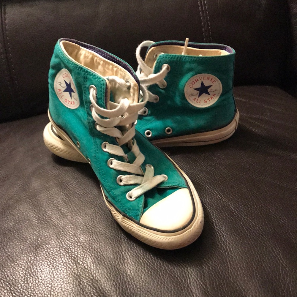 Teal/purple Converse